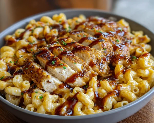 High Protein Honey BBQ Chicken Mac & Cheese