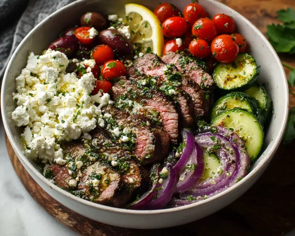 High-Protein Mediterranean Steak Bowls