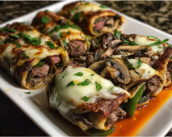 High Protein Philly Cheesesteak Roll-Ups