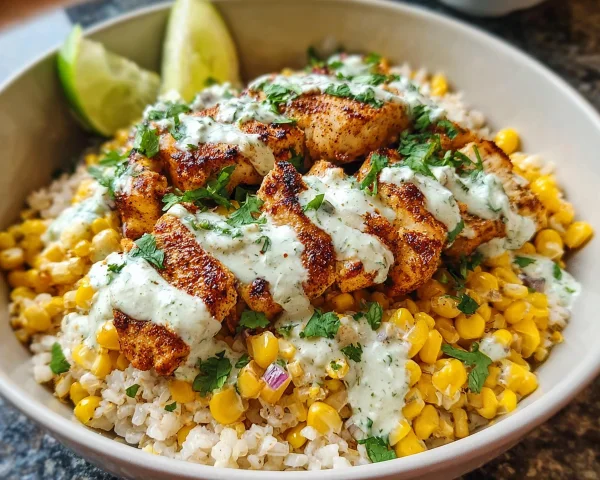 High-Protein Street Corn Chicken Bowls