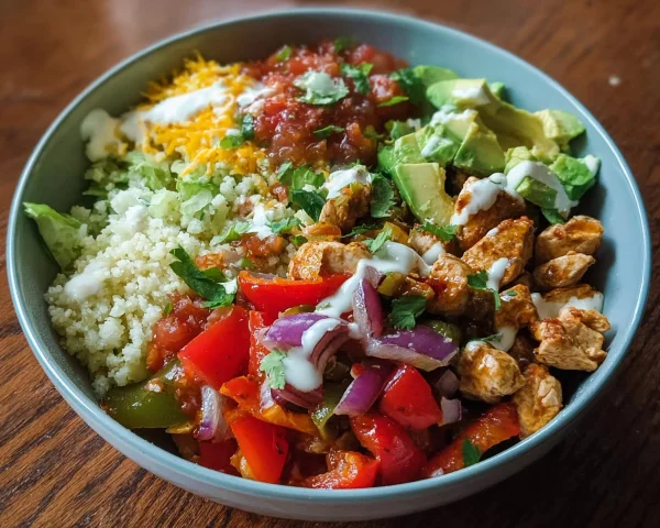 Low Carb Chicken Burrito Bowl | Keto Meal Prep