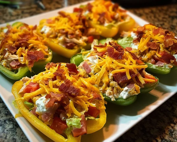Low-Carb Chicken Turkey Ham Ranch Boats
