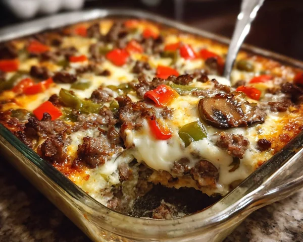 Low Carb Philly Cheesesteak Casserole