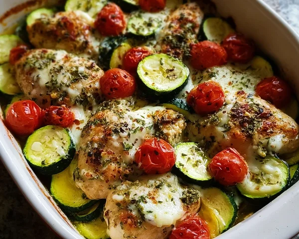 Mediterranean Chicken Zucchini Bake
