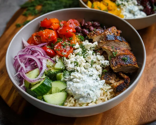Mediterranean Gyro Bowls with Greek Toppings
