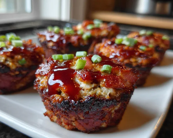 Smoky BBQ Turkey Ham Wrapped Meatloaf Cupcakes