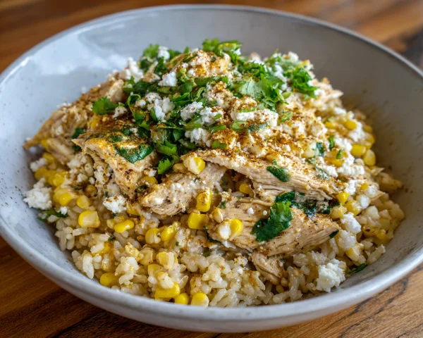 Street Corn Chicken Rice Bowl